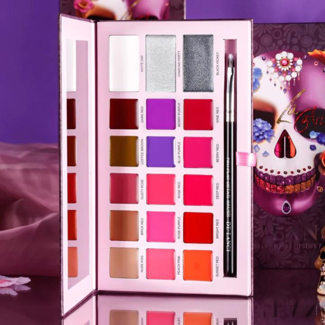 DE'LANCI 18 Colors La Catrina Lipstick Palette