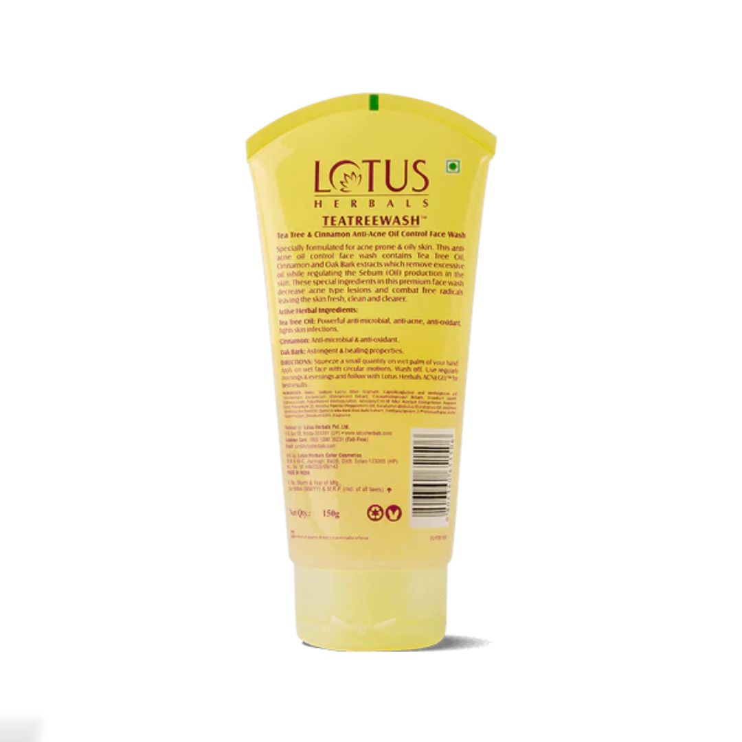 Lotus Herbals TEATREEWASH Tea Tree & Cinnamon Anti-Acne Oil Control Face Wash