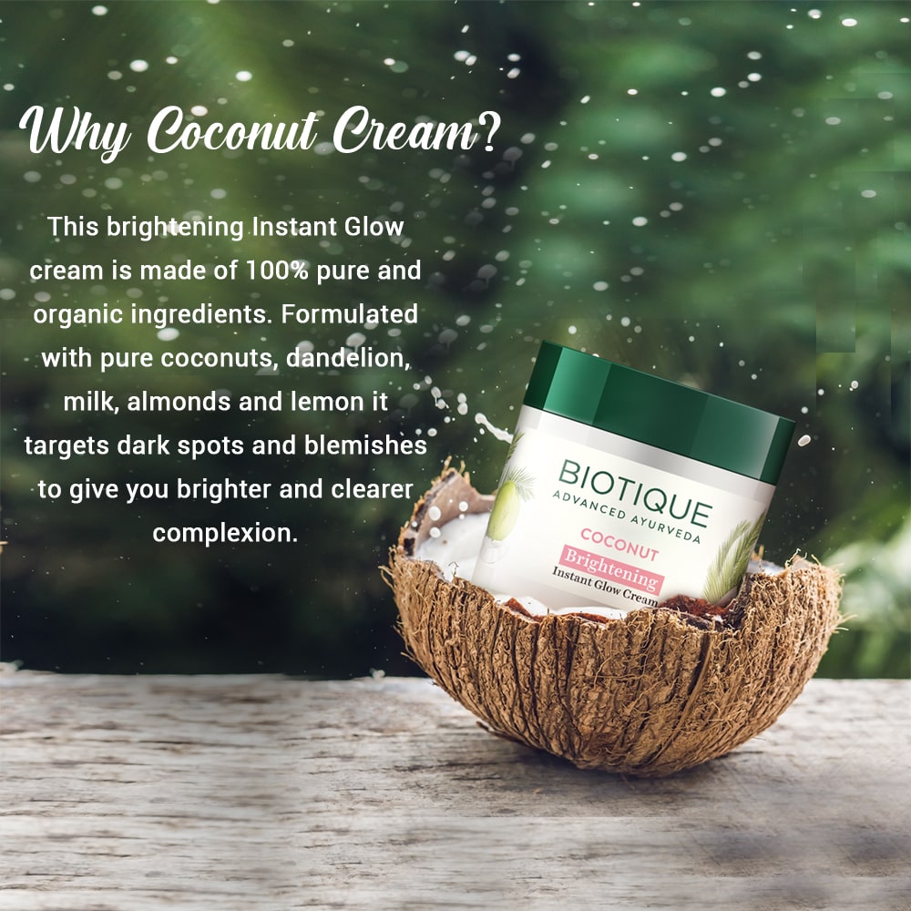 Biotique Coconut Brightening Instant Glow Cream 50gm