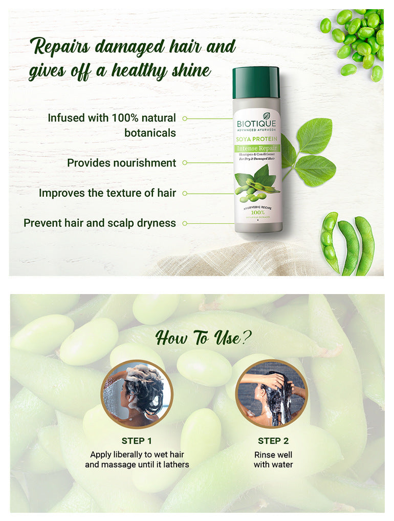 Biotique Soya Protein Intense Repair Shampoo & Conditioner 190ml