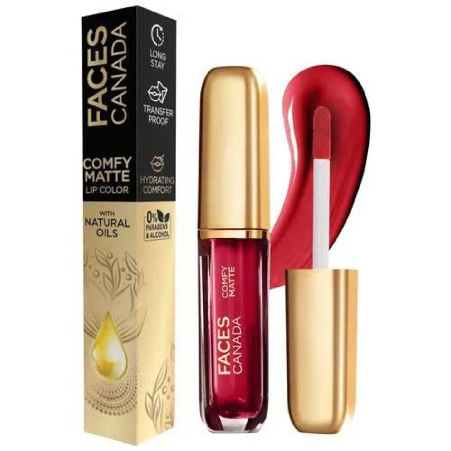 Faces Canada Comfy Matte Lip Colour - 10 Hr Long Stay With Comfort, Almond Oil, 3 ml On My Way 01
