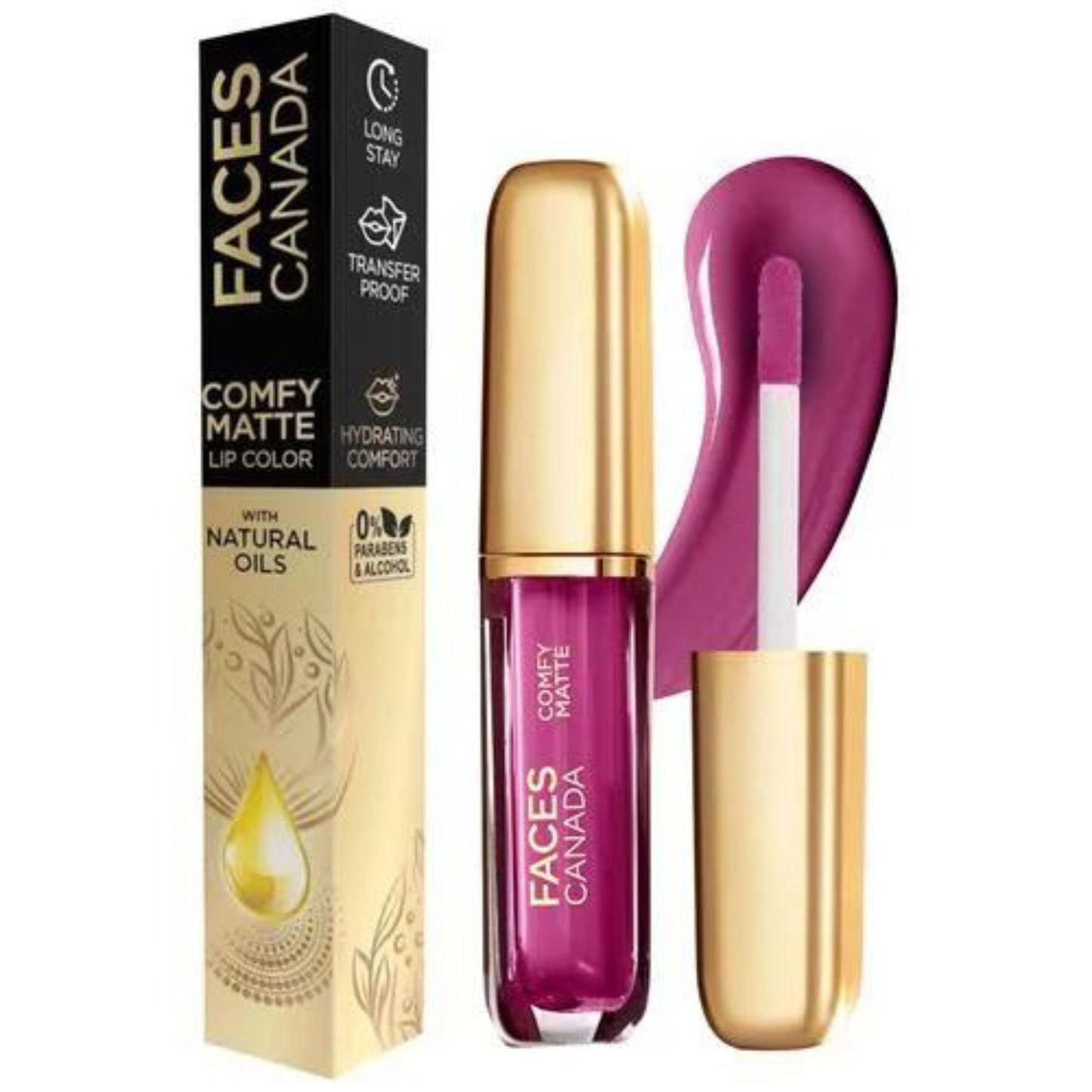 Faces Canada Comfy Matte Lip Colour - 10 Hr Long Stay With Comfort, Almond Oil, 3 ml On My Way 01