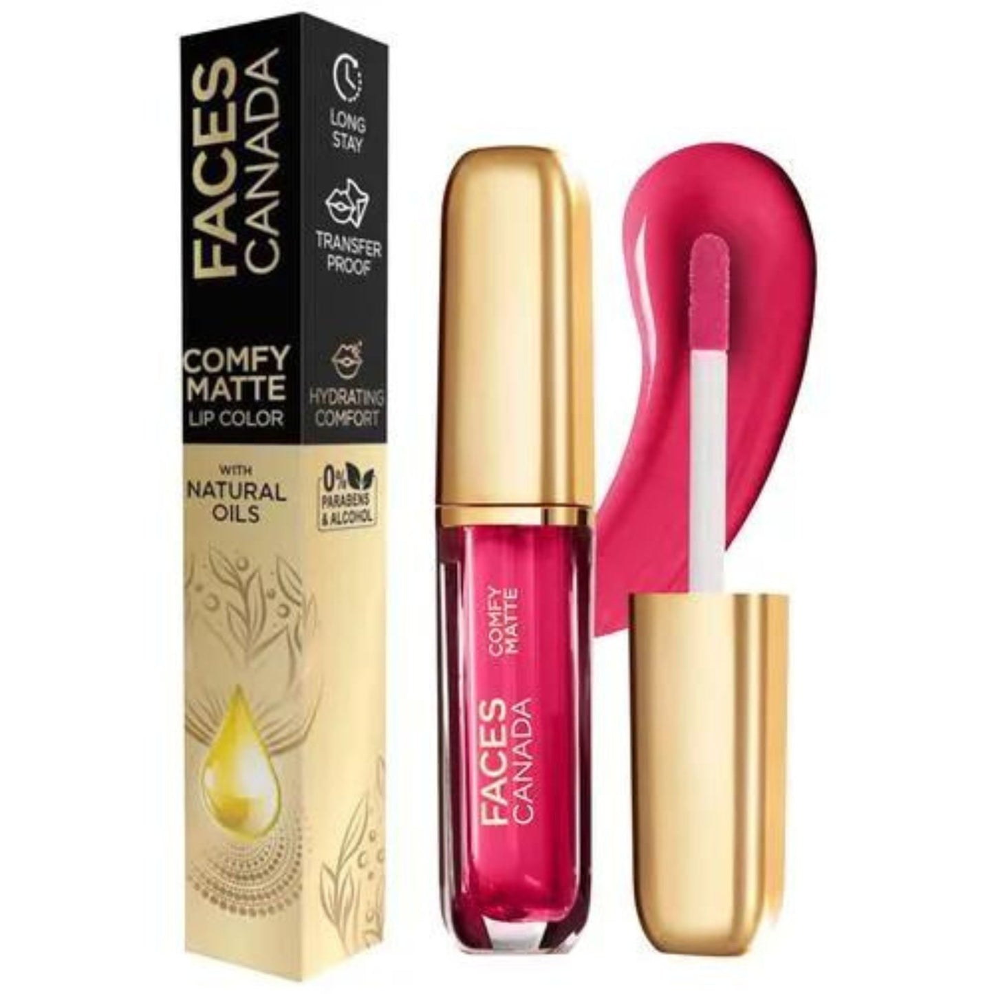 Faces Canada Comfy Matte Lip Colour - 10 Hr Long Stay With Comfort, Almond Oil, 3 ml On My Way 01