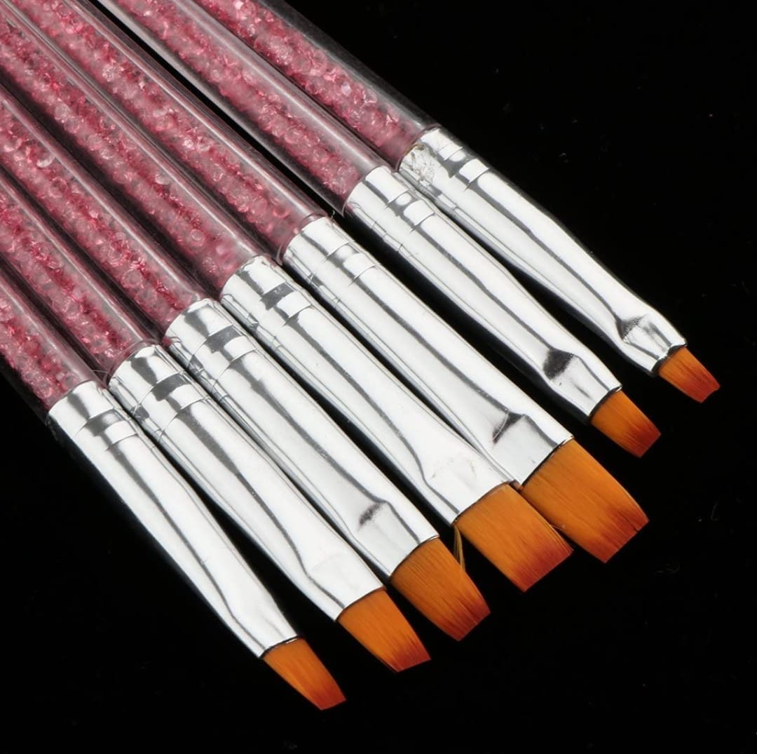 7 Pieces Acrylic Nail Art Brush Set Flat