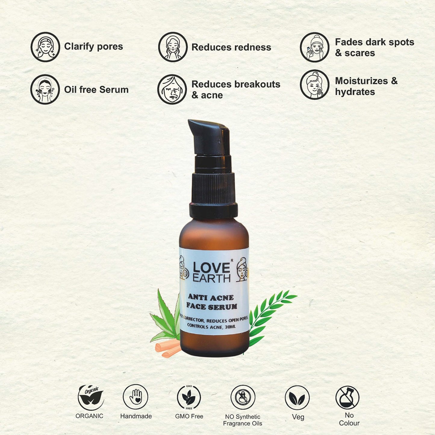 Love Earth Anti Acne Face Serum - 30ml