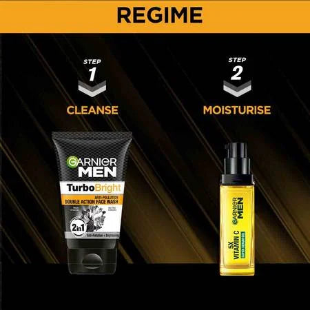 Garnier Men Turbo Bright Anti-Pollution Double Action Face Wash 100g