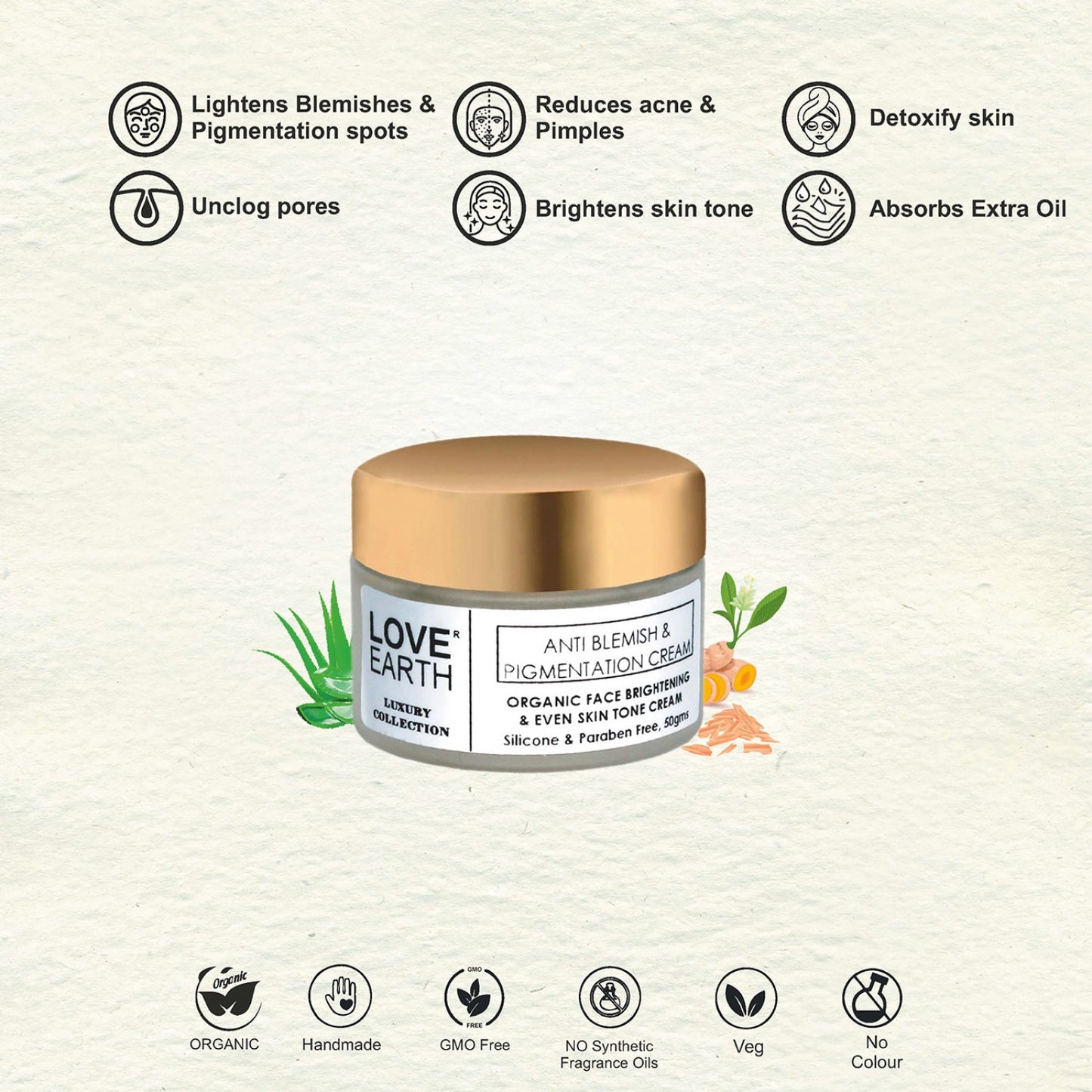 Love Earth Anti Blemish & Pigmentation Cream - 50g