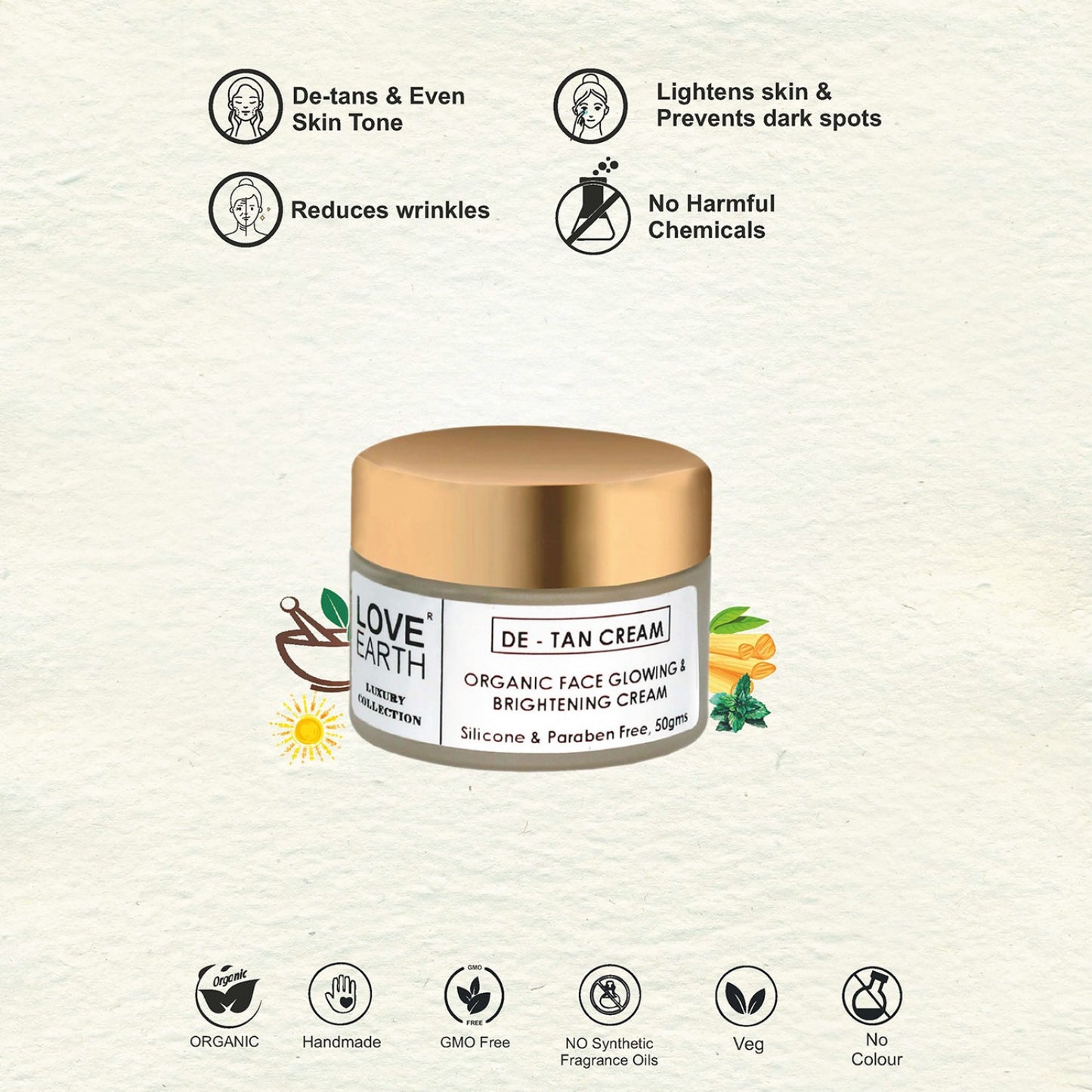 Love Earth De-tan Moisturizing Cream - 50g