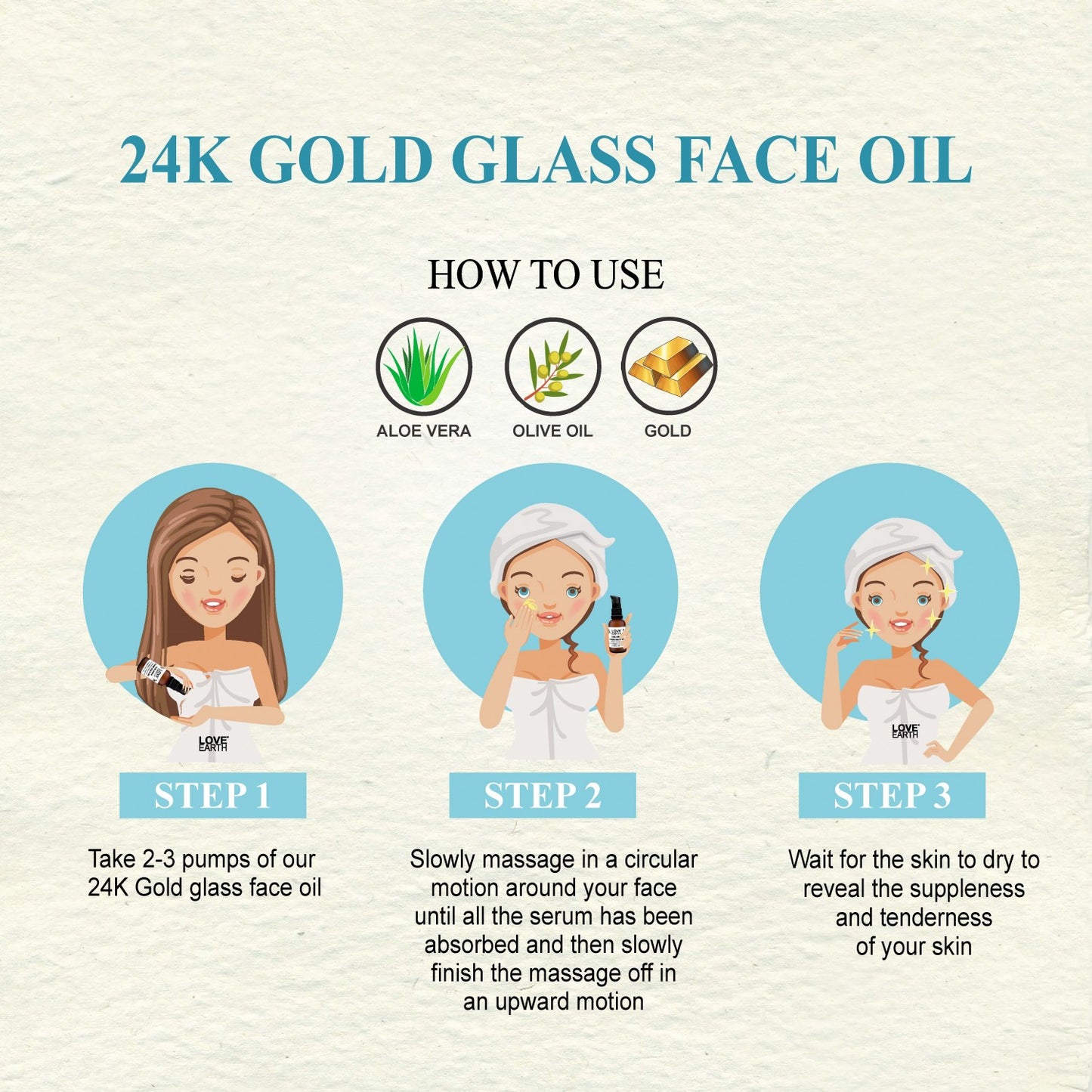 Love Earth 24k Gold Glass Face Oil – 30ml (Glow)
