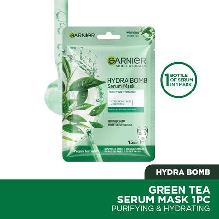 Garnier Hydra Bomb Green Tea Serum Sheet Mask 32g