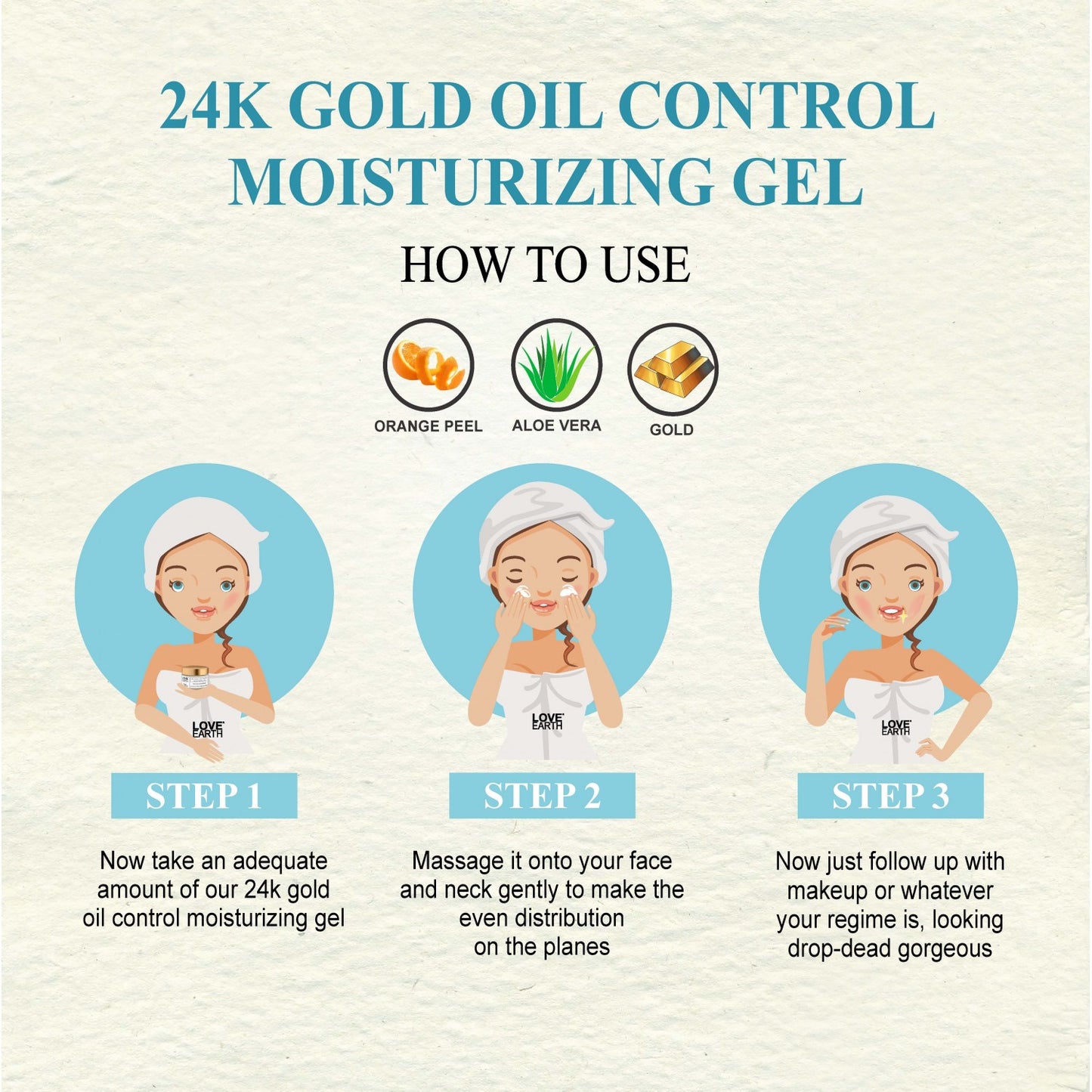 Love Earth 24k Gold Oil Control Moisturizing Gel - 50g