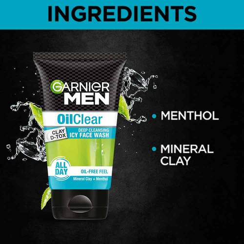 Garnier Men Oil Clear Clay D - Tox Facewash 100g
