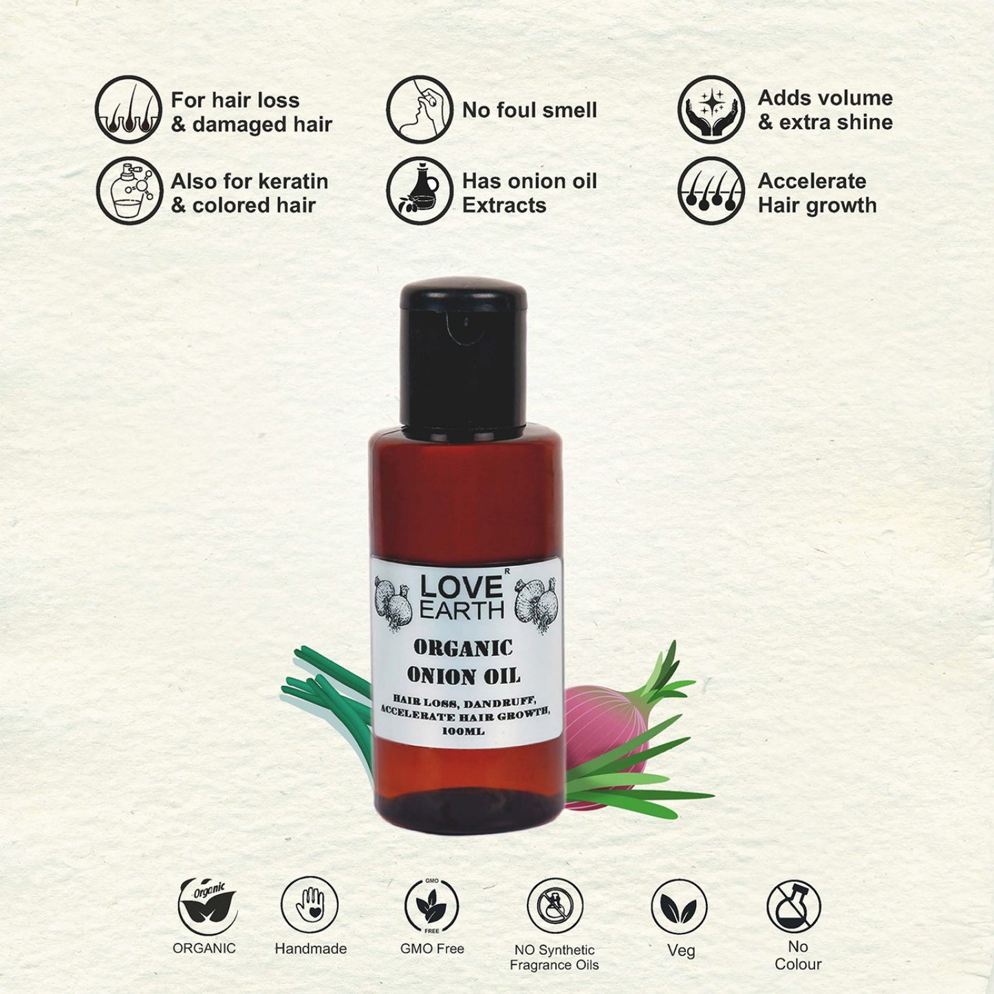 Love Earth Organic Onion Oil - 100ml