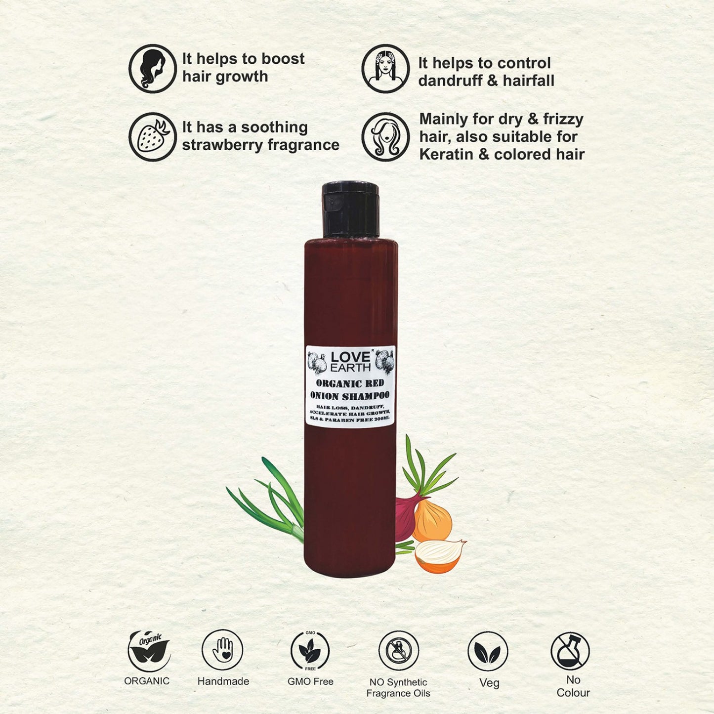 Love Earth Organic Red Onion Shampoo - 200ml