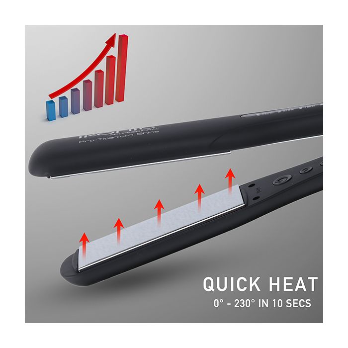 Ikonic Pro Titanium Shine Hair Straightener - Black