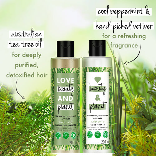 Love Beauty & Planet Tea Tree, Peppermint & Vetiver Sulfate Free Purifying Shampoo - 200ml