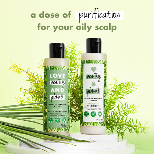Love Beauty & Planet Tea Tree, Peppermint & Vetiver Sulfate Free Purifying Shampoo - 200ml