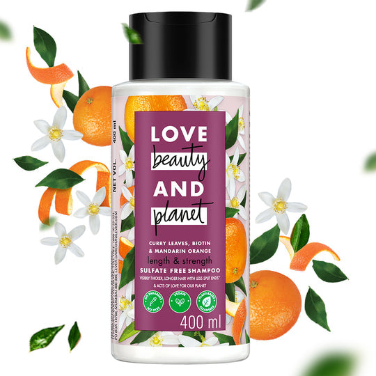 Love Beauty & Planet Curry Leaves, Biotin & Mandarin Sulfate Free Shampoo For Long & Strong Hair - 200ml