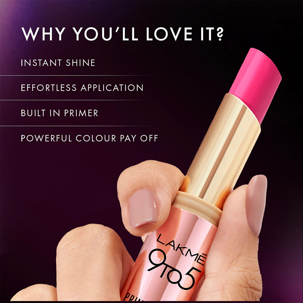 LAKME 9TO5 PRIMER+SHINE LIPSTICK