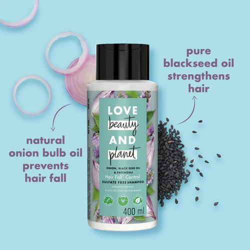 Love Beauty & Planet Onion, Black Seed & Patchouli Hairfall Control Sulfate Free Shampoo - 200ml