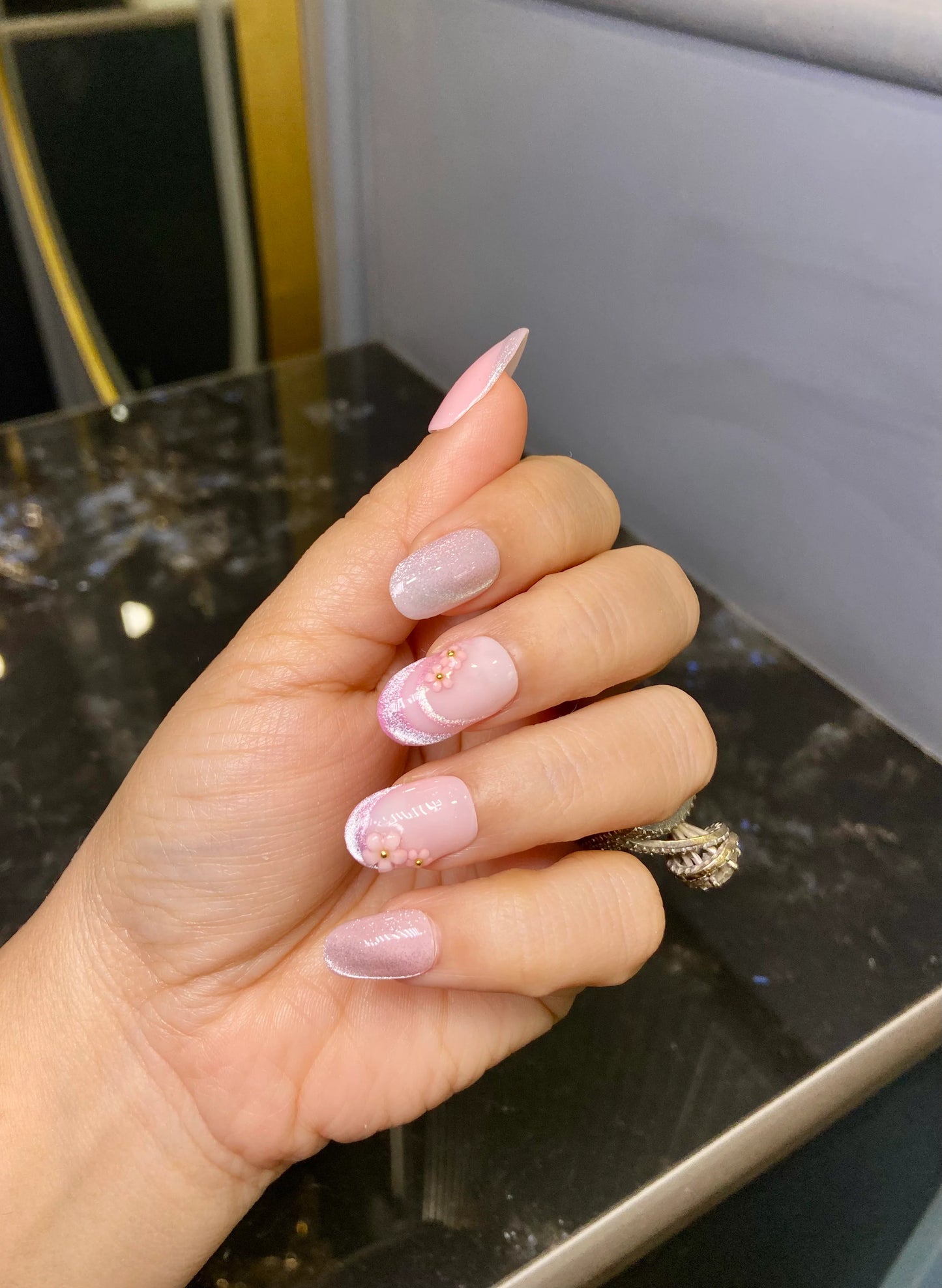 floral french cat eye - oval