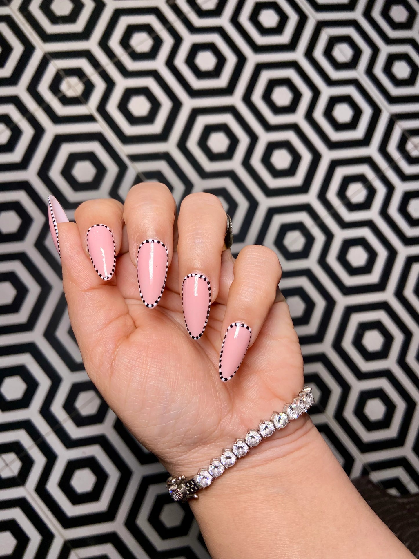 polka dot pink nails