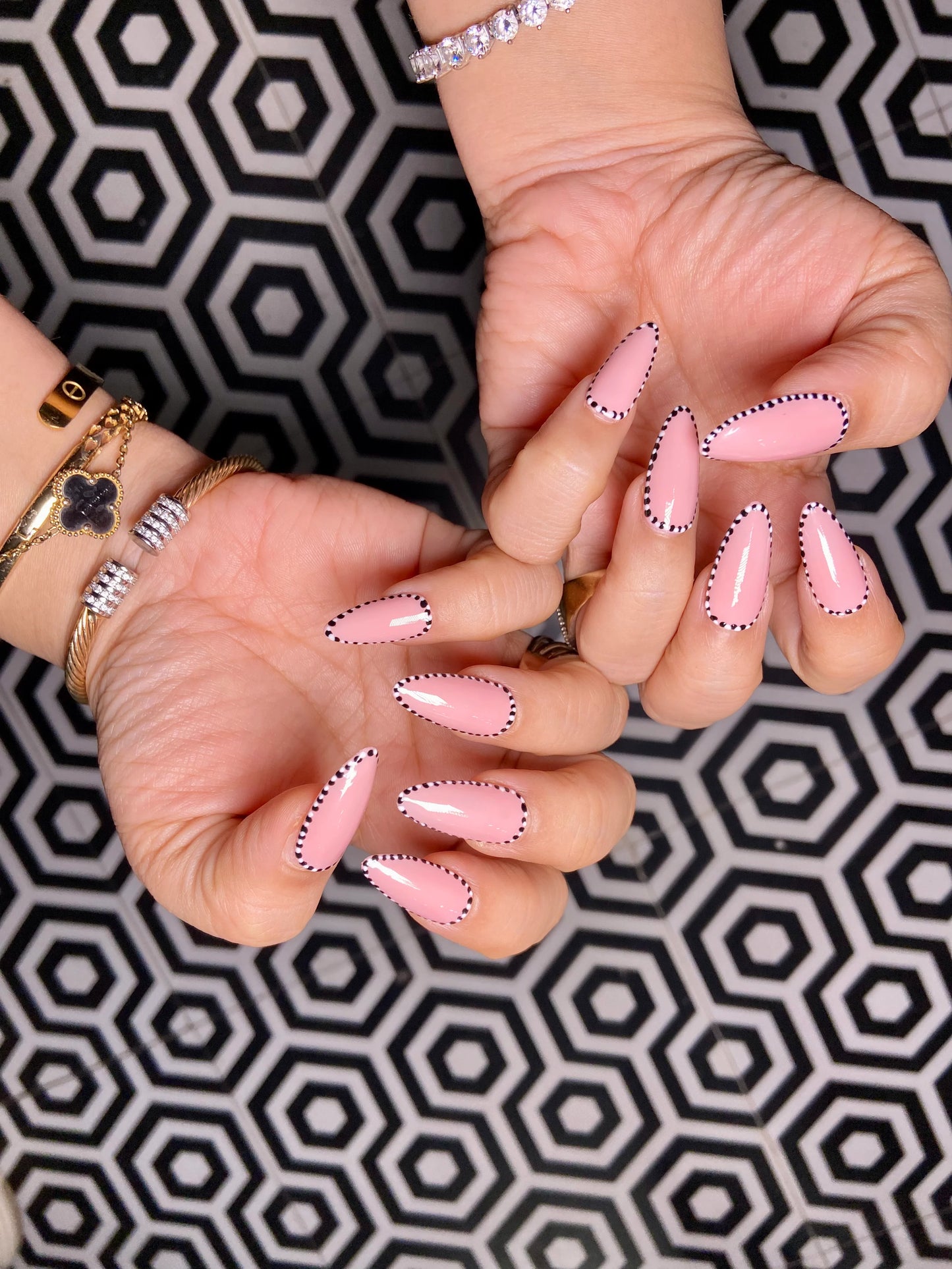 polka dot pink nails