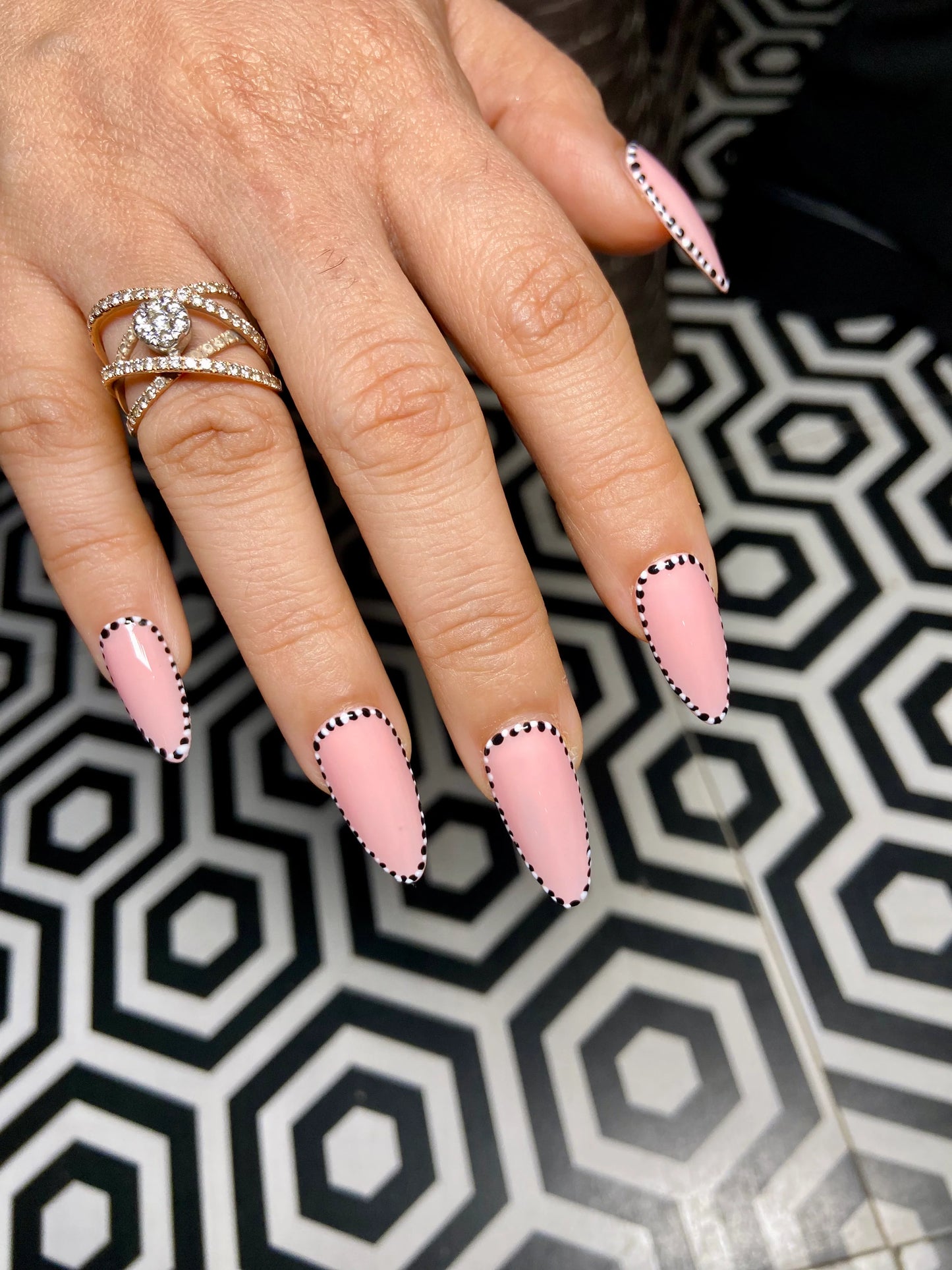 polka dot pink nails