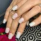 PEARL WHITE FLORAL PINK NAILS
