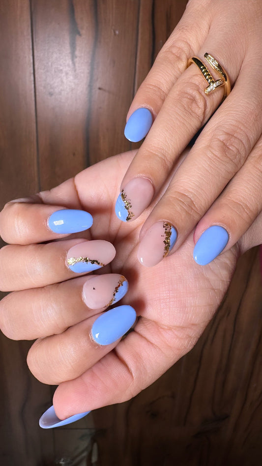 Blue Flakes Art Oval
