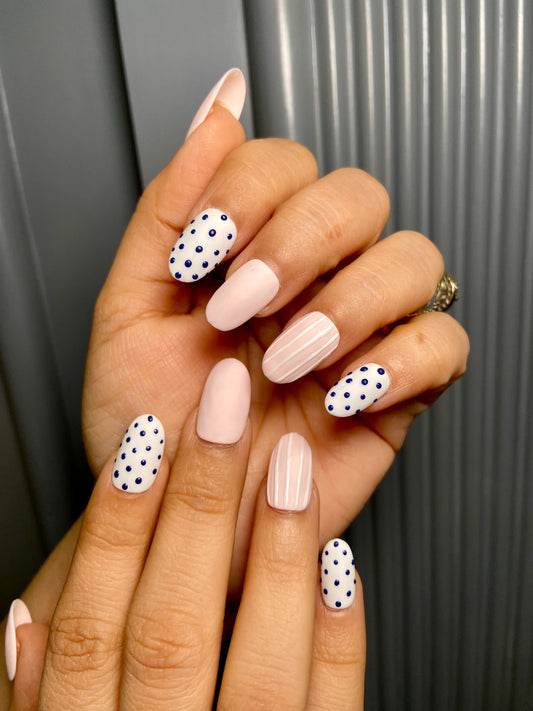 striped and dotted nails