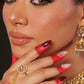 RED NUDE GLITTER NAILS