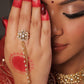 RED NUDE GLITTER NAILS