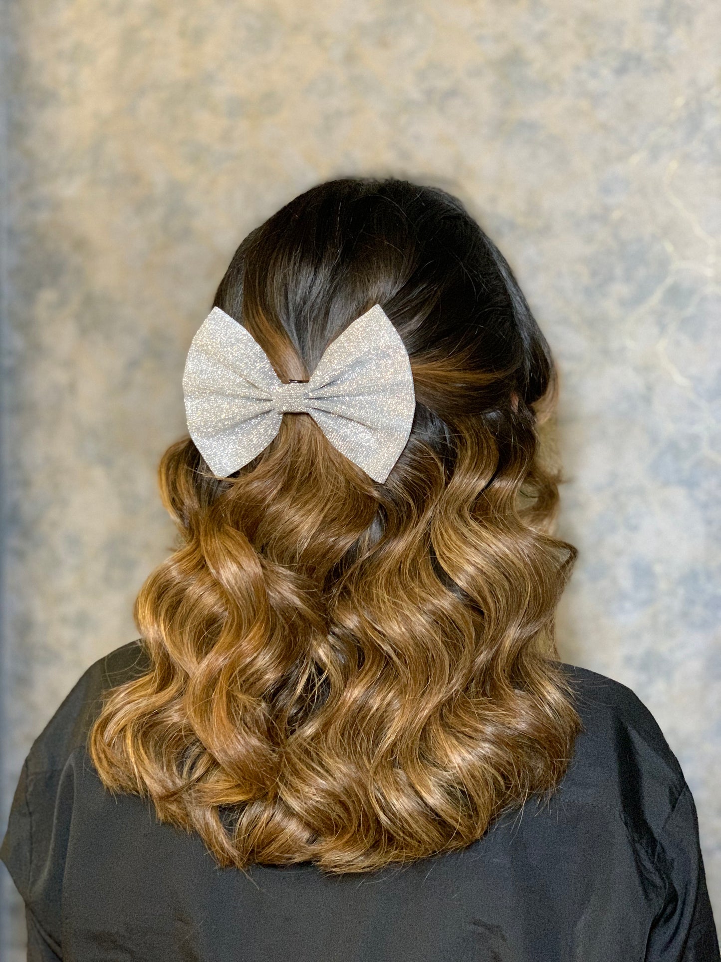 Silver Glitter Bow