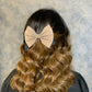 Peach glitter bow