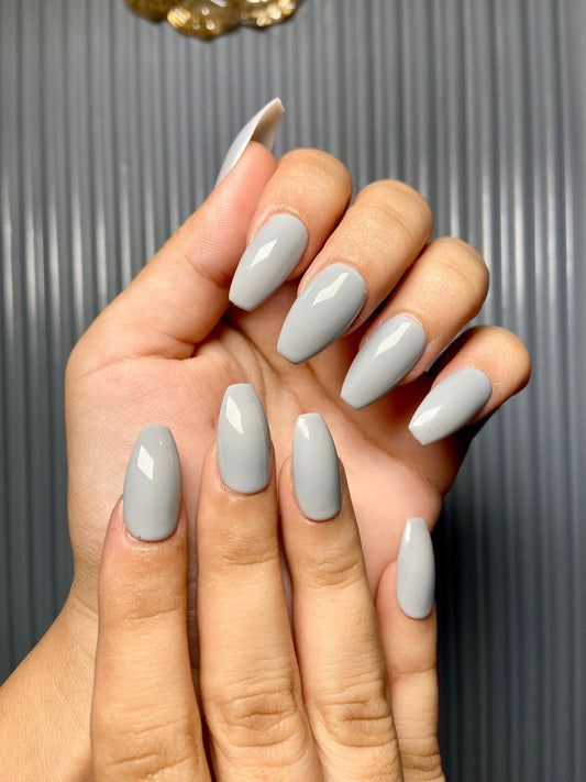 Grey Solid Nails