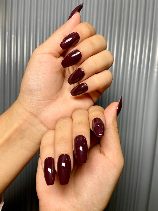 Dark Brown Mehroon Nails