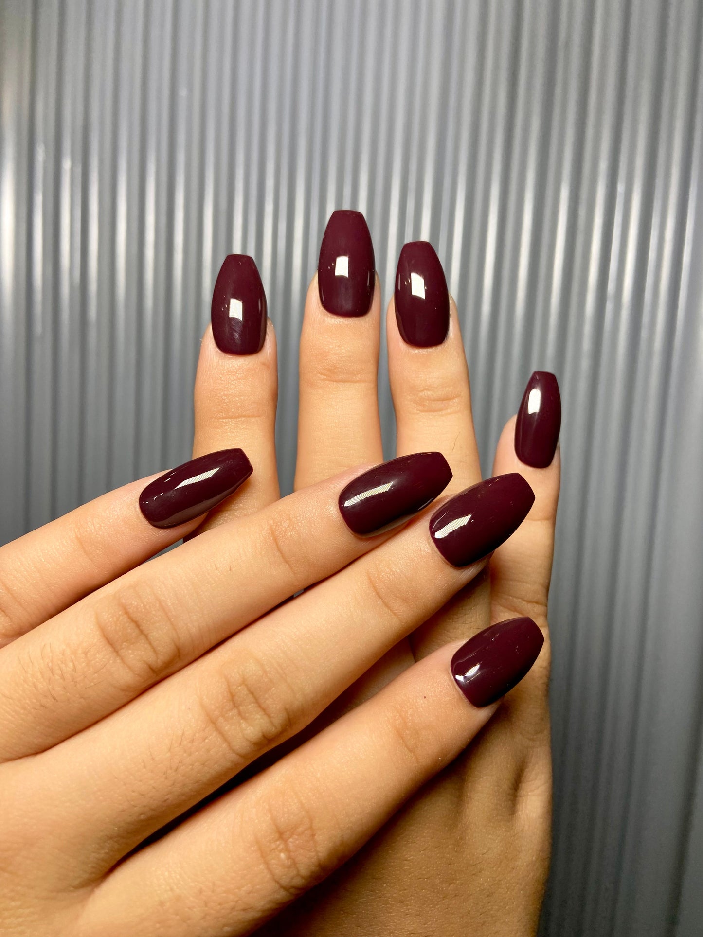 Dark Brown Mehroon Nails