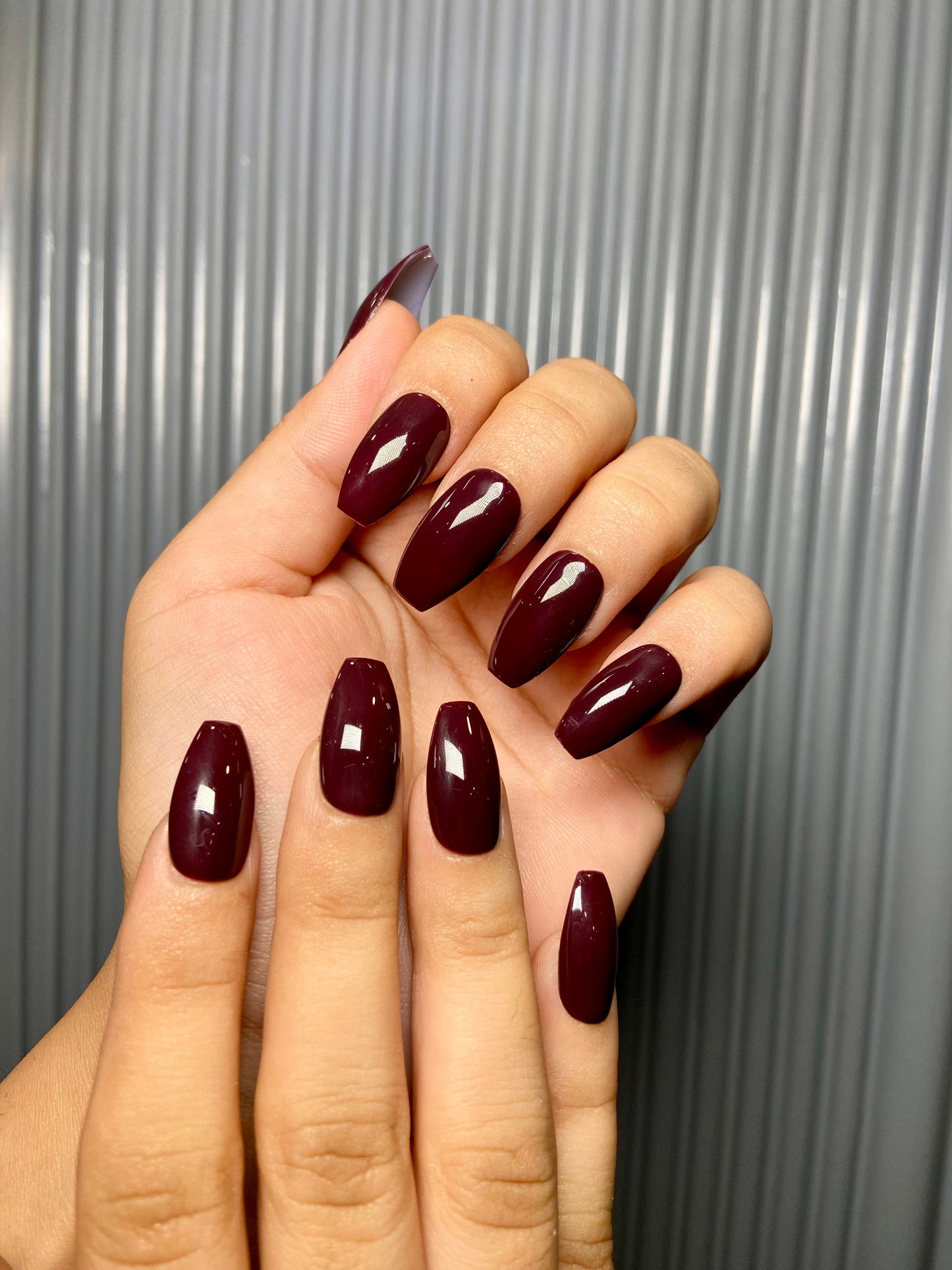 Dark Brown Mehroon Nails