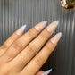 nude blue french nails