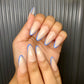 nude blue french nails