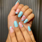 blue pink floral nails