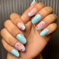 blue pink floral nails