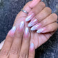 Basic Ombre With Pearl White chrome - Short Almond