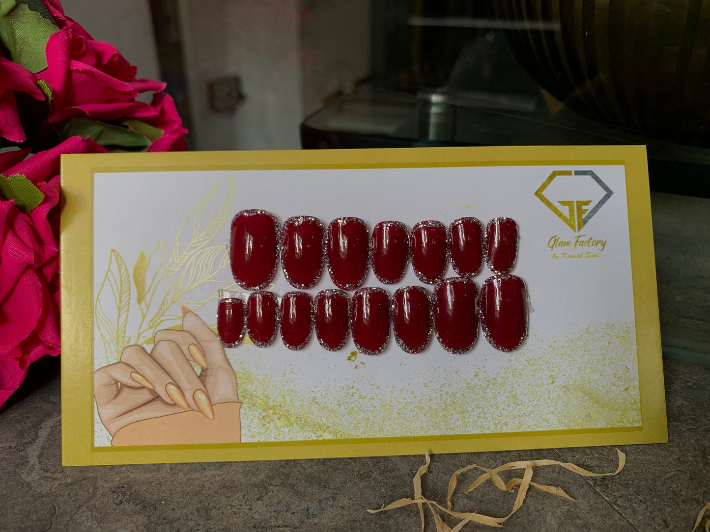 Ruby Glam Bridal Nails- Oval