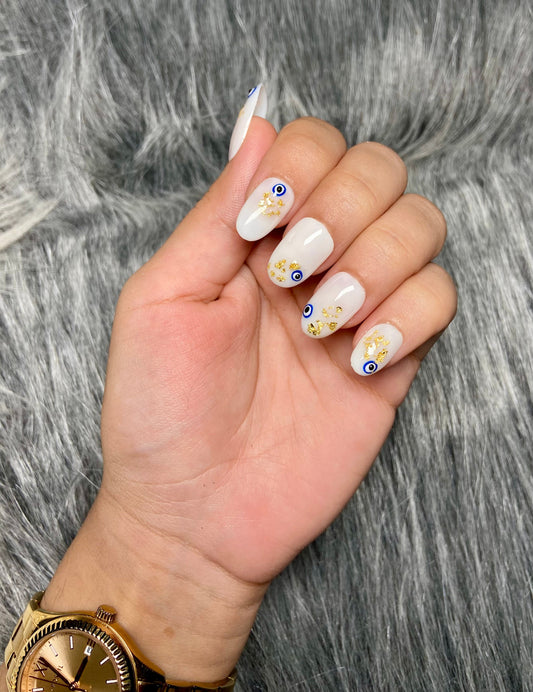pearl white evil eye nails
