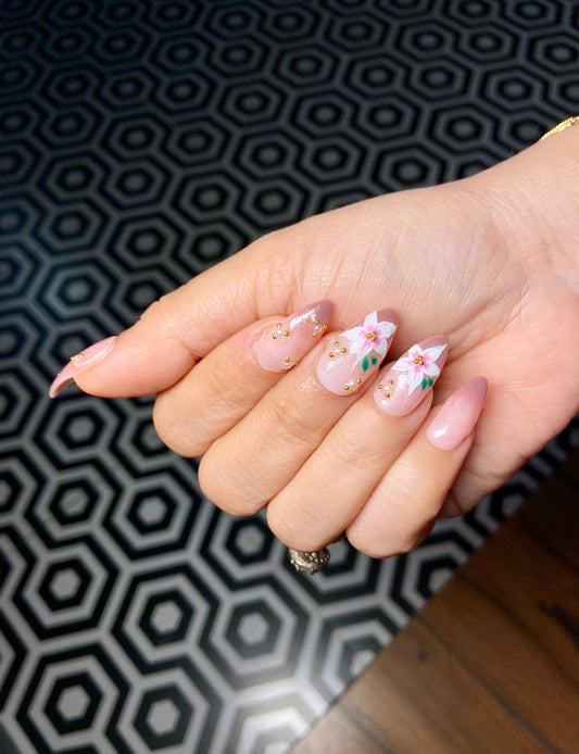 Ombre with floral hand art