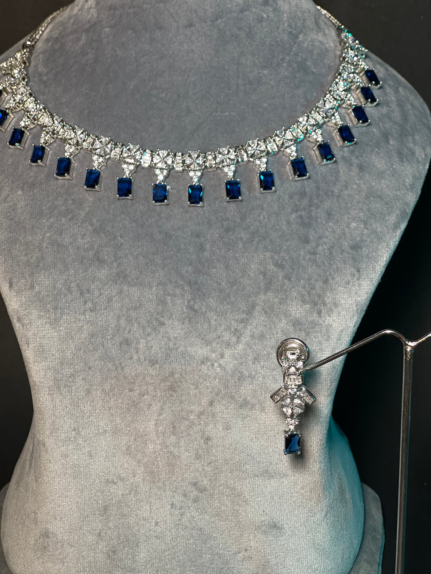 Blue Sapphire With American Diamond