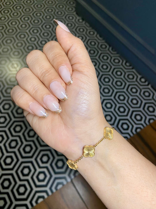 nude gold french nails