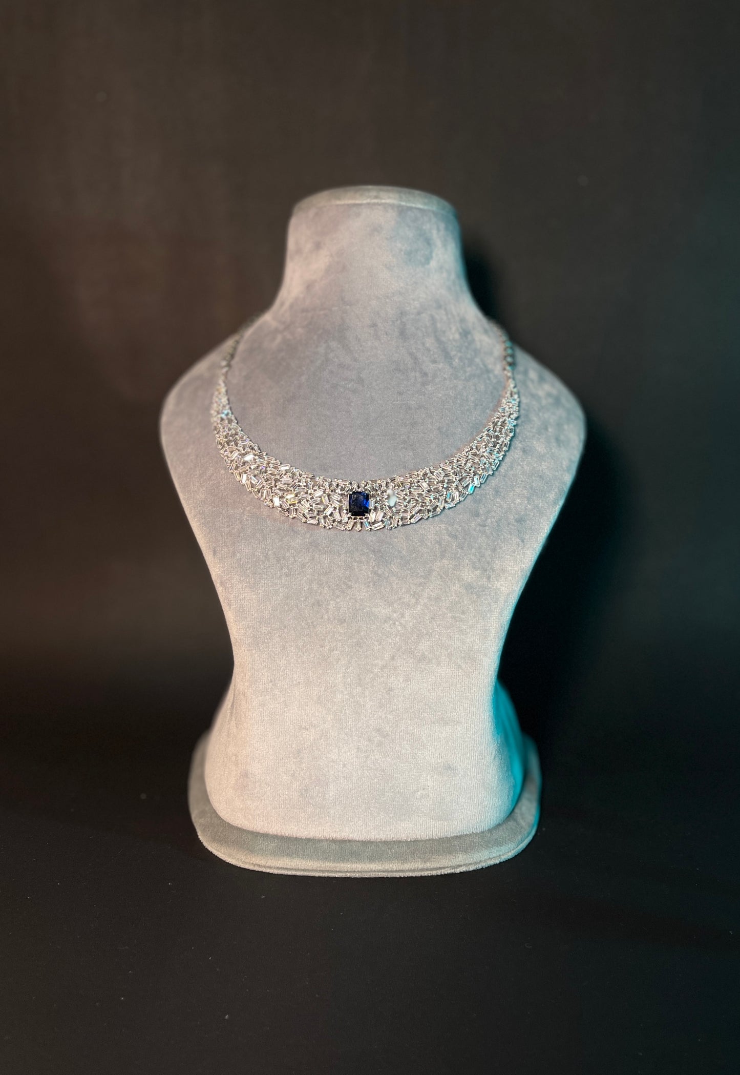 Blue Sapphire With American Diamond